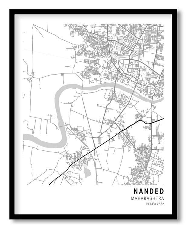 Pantone below white map of Nanded
