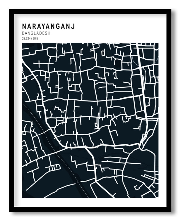 Pantone above blue map of Narayanganj