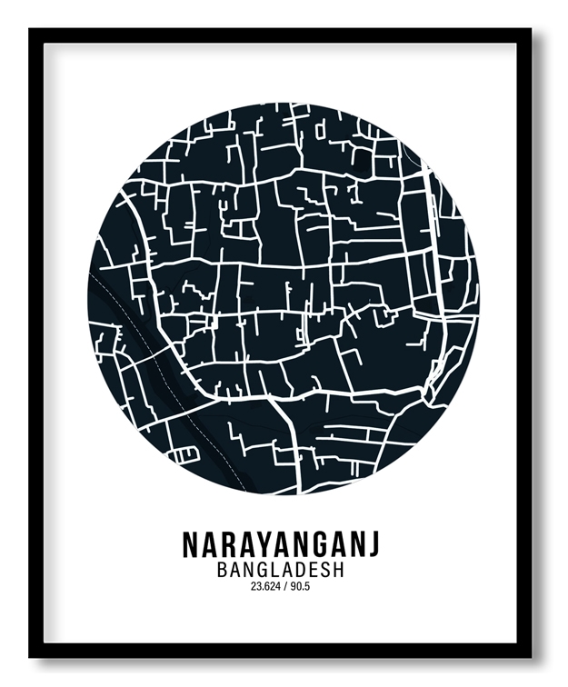 Circle poster blue map of Narayanganj