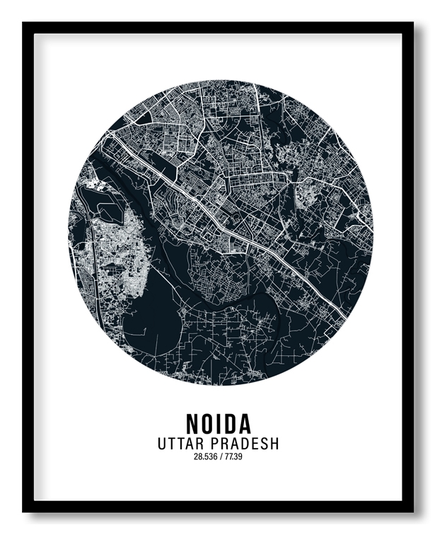 Circle poster blue map of Noida
