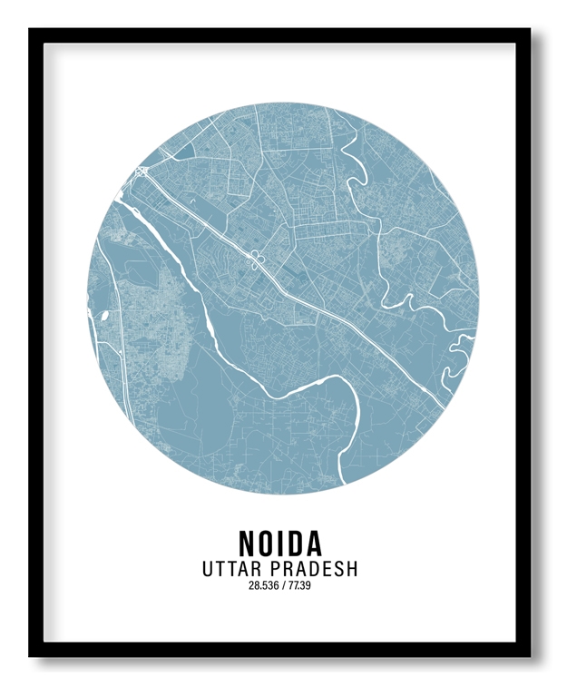 Circle poster sky blue map of Noida