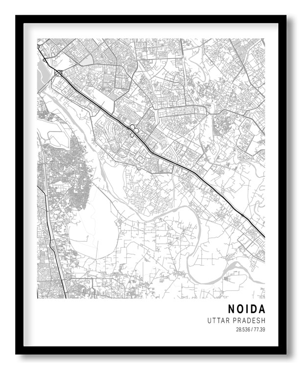 Pantone below white map of Noida