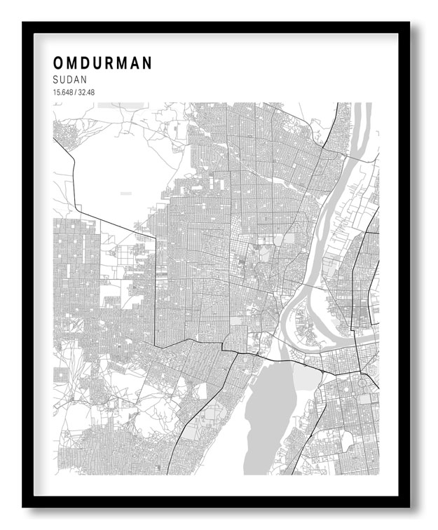 Pantone above white map of Omdurman