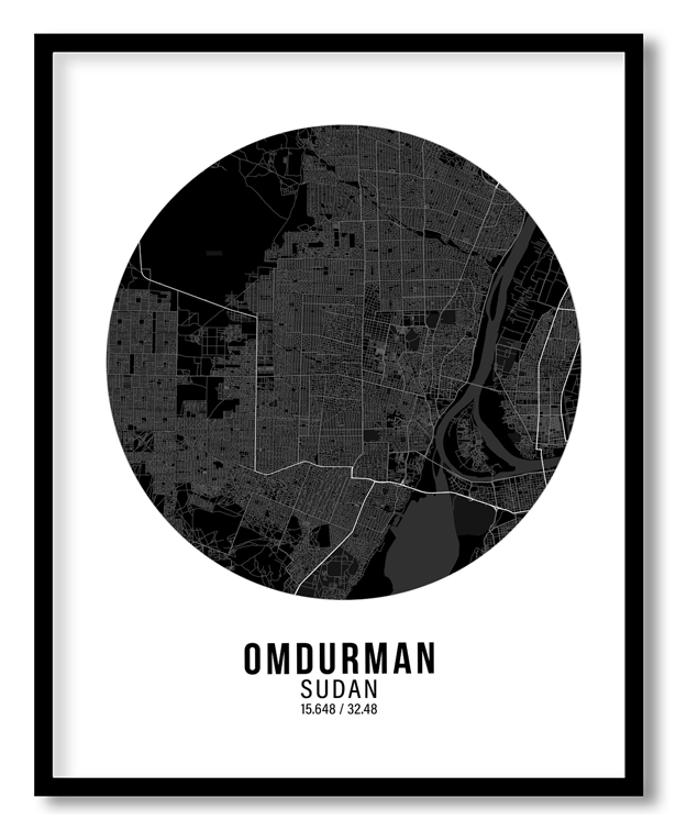 Circle poster black map of Omdurman