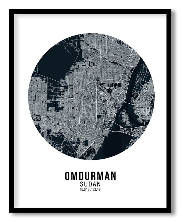 Circle poster blue map of Omdurman
