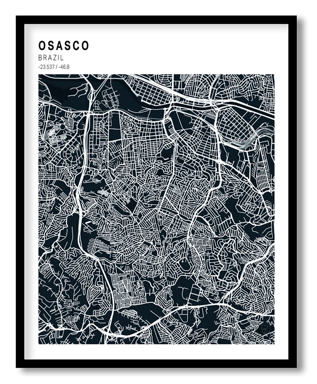 Pantone above blue map of Osasco