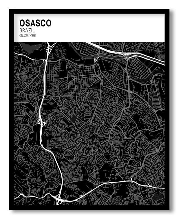 Strip above poster black map of Osasco