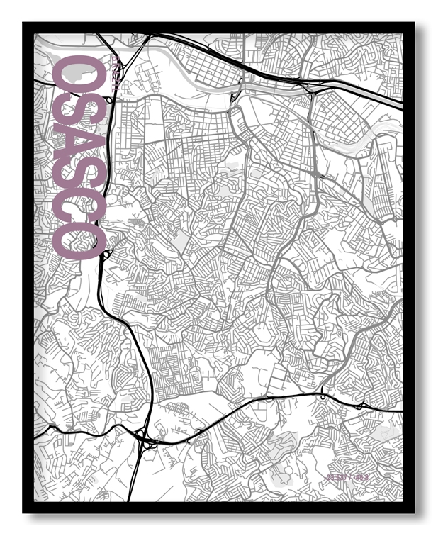 Osasco White Map Art, Poster style, Framed & Ready to hang wall art