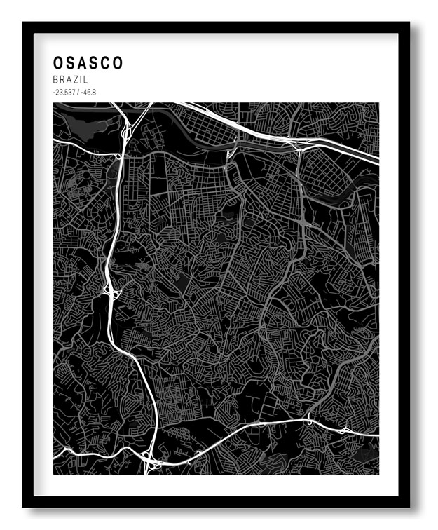 Pantone above black map of Osasco