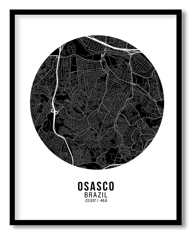 Circle poster black map of Osasco