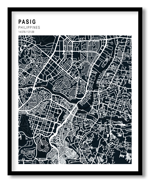 Pantone above blue map of Pasig