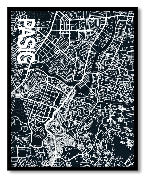 Pasig Map Art, Dark Blue poster style, Ready to hang wall art