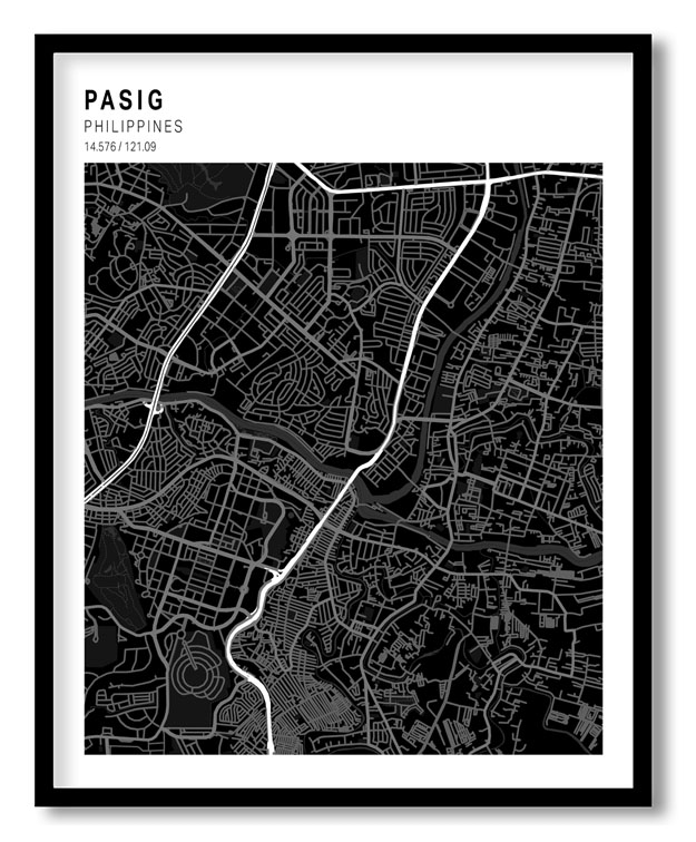 Pantone above black map of Pasig