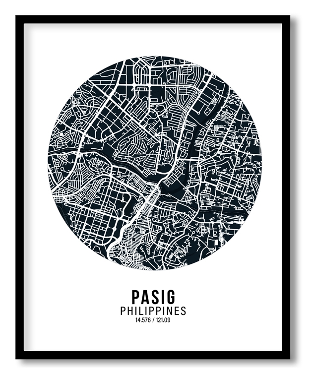 Circle poster blue map of Pasig