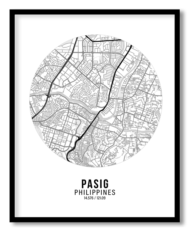Circle poster white map of Pasig