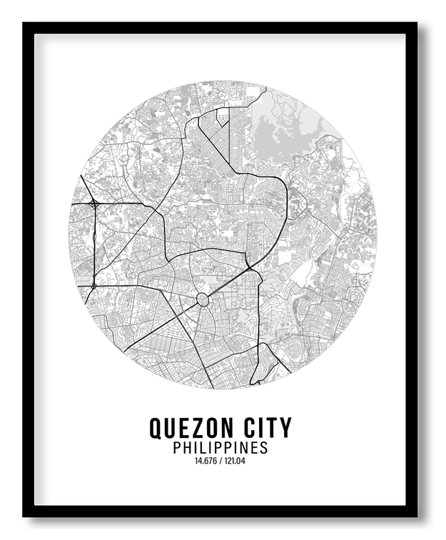 Circle poster white map of Quezon City
