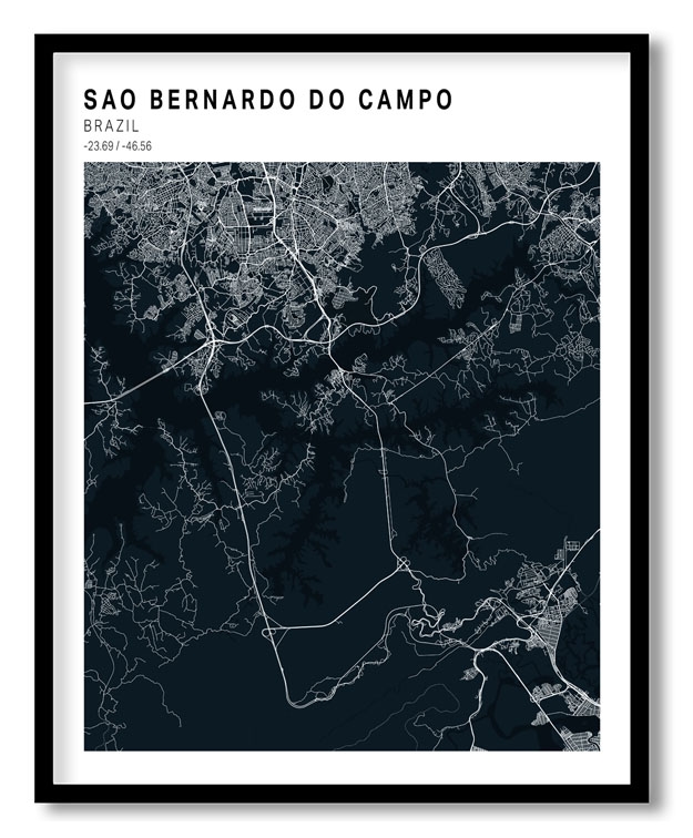 Pantone above blue map of Sao Bernardo Do Campo