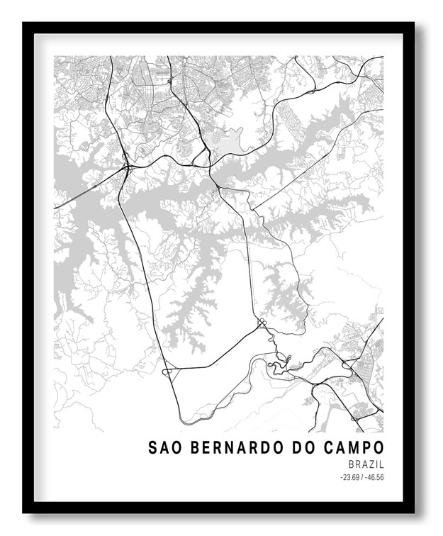 Pantone below white map of Sao Bernardo Do Campo