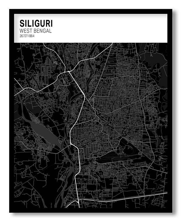 Strip above poster black map of Siliguri