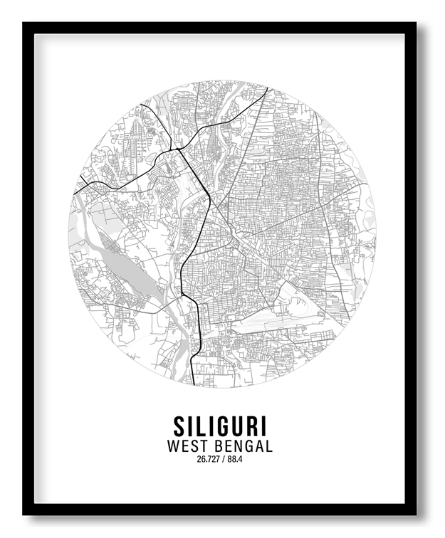Circle poster white map of Siliguri