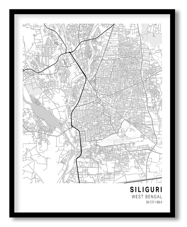 Pantone below white map of Siliguri