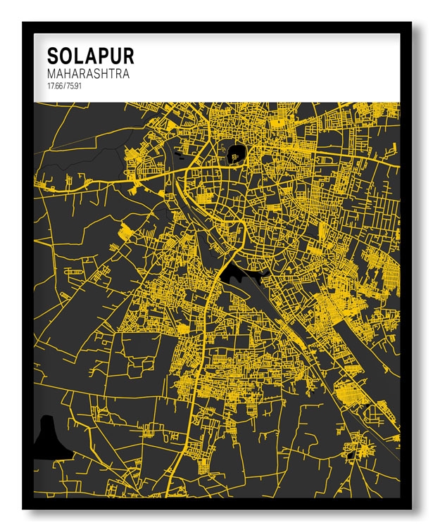 Strip above poster white map of Solapur