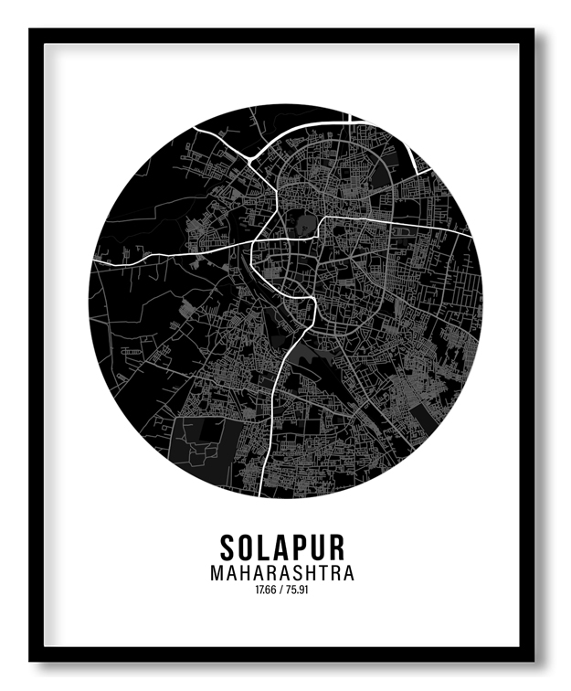 Circle poster black map of Solapur