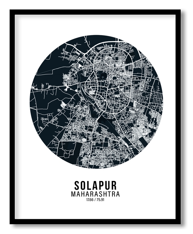 Circle poster blue map of Solapur