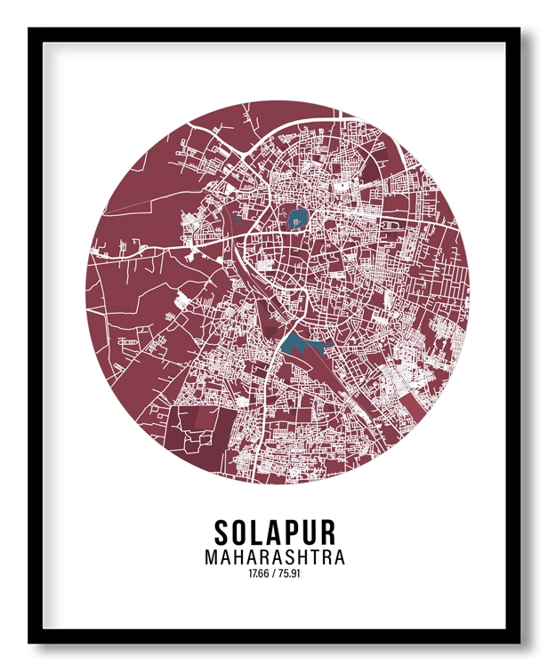 Circle poster red map of Solapur