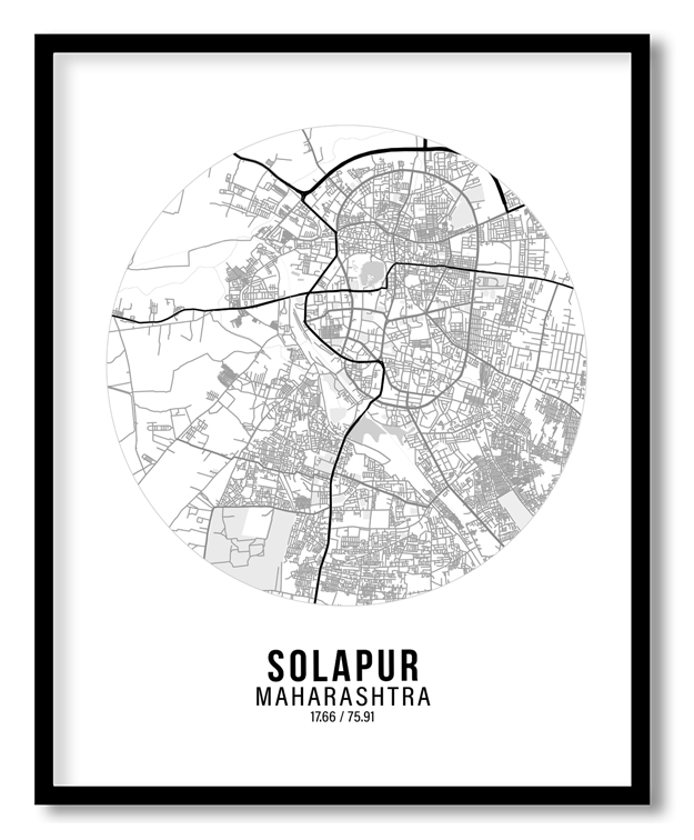 Circle poster white map of Solapur