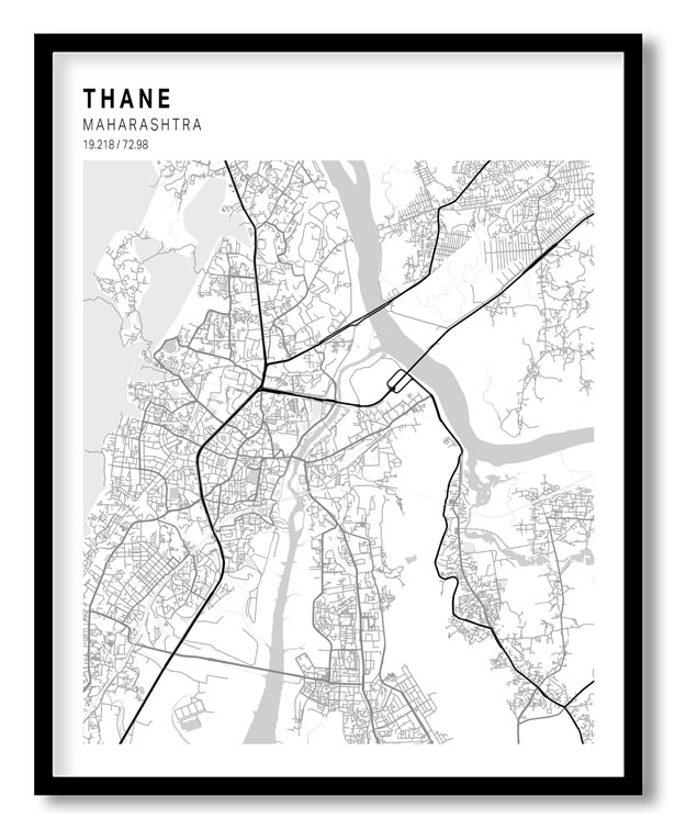 Pantone above white map of Thane