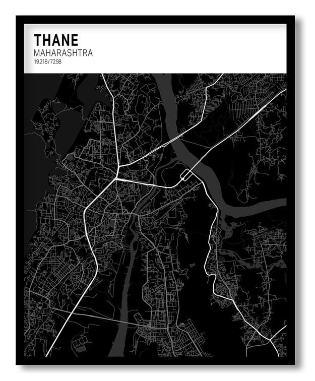 Strip above poster black map of Thane