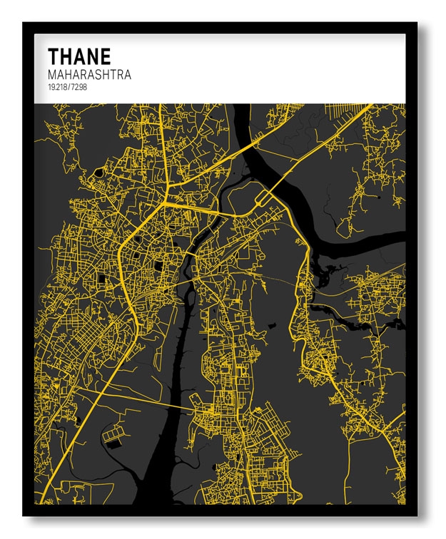 Strip above poster white map of Thane