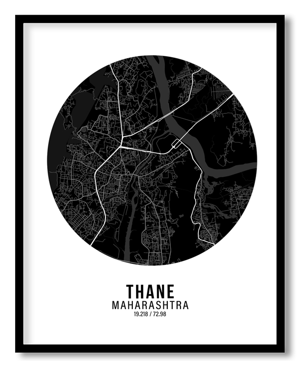 Circle poster black map of Thane
