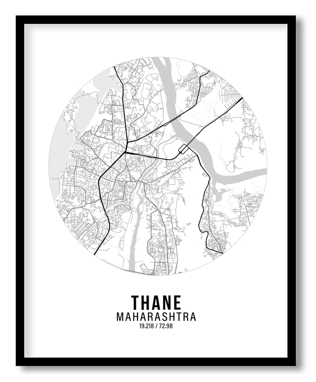 Circle poster white map of Thane