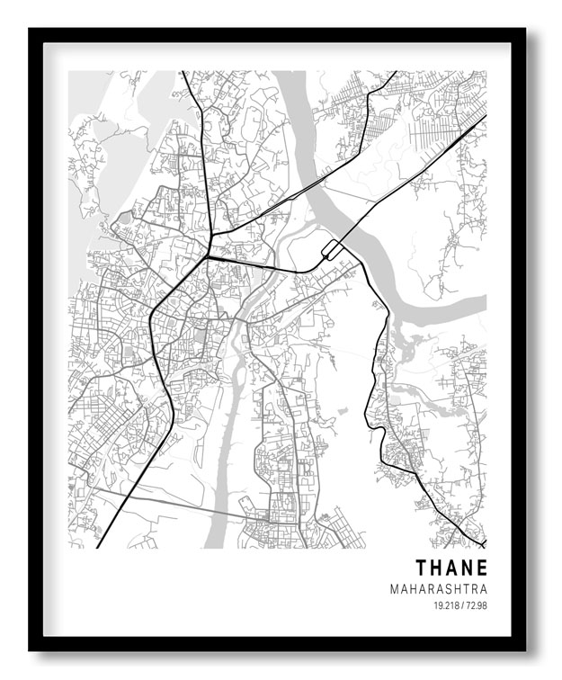 Pantone below white map of Thane