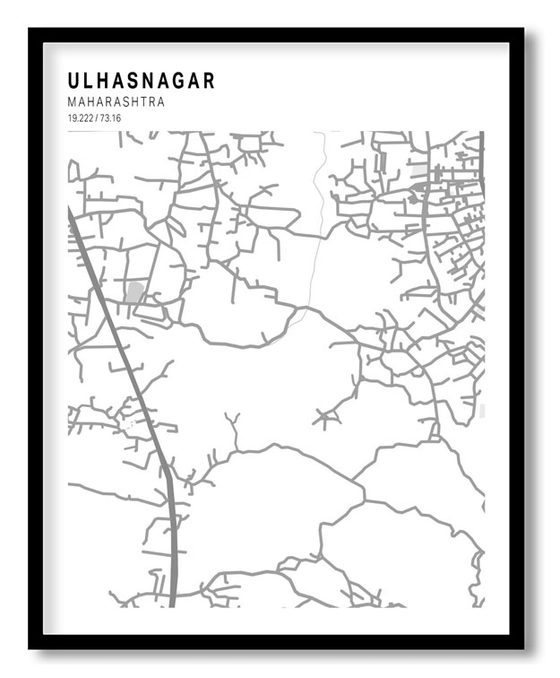 Pantone above white map of Ulhasnagar