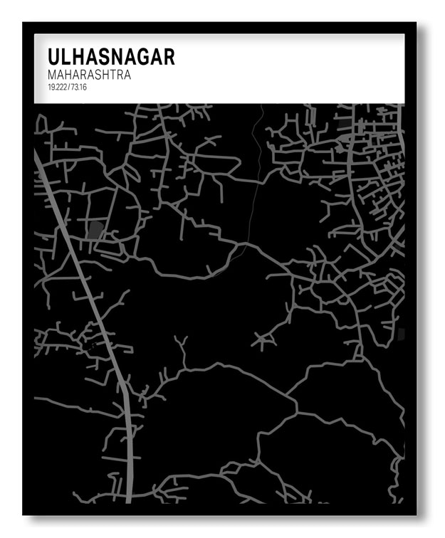 Strip above poster black map of Ulhasnagar