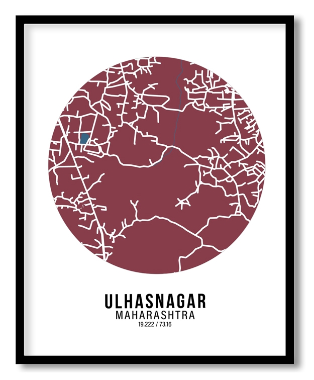Circle poster red map of Ulhasnagar