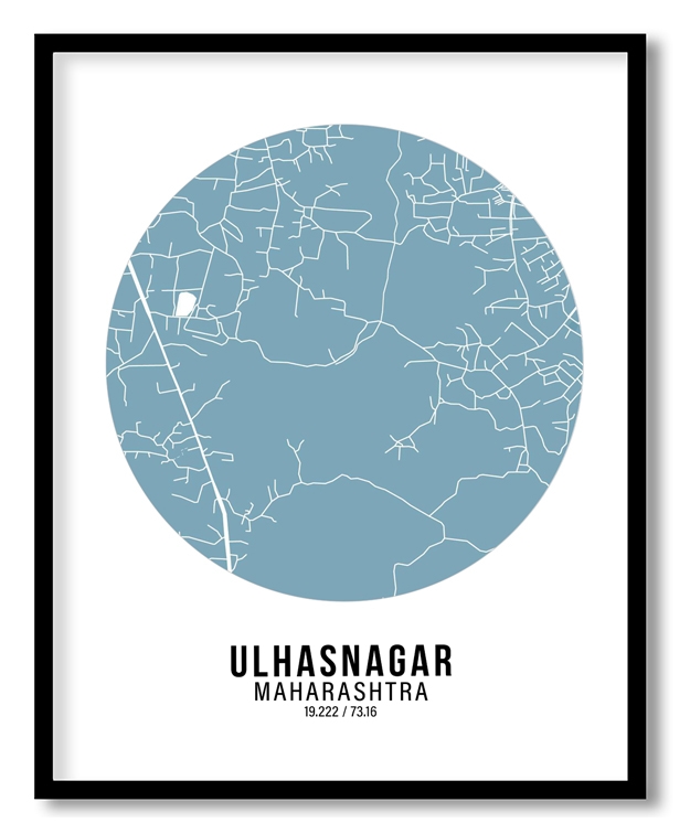 Circle poster sky blue map of Ulhasnagar