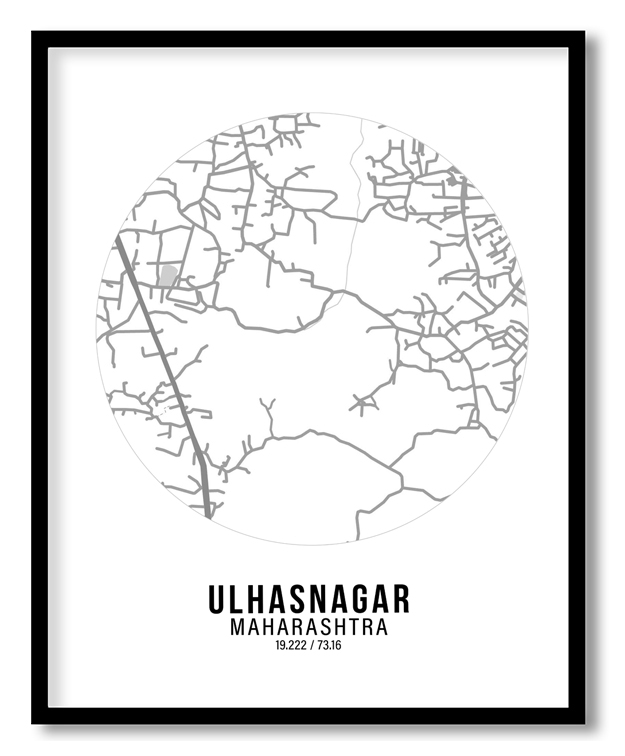 Circle poster white map of Ulhasnagar