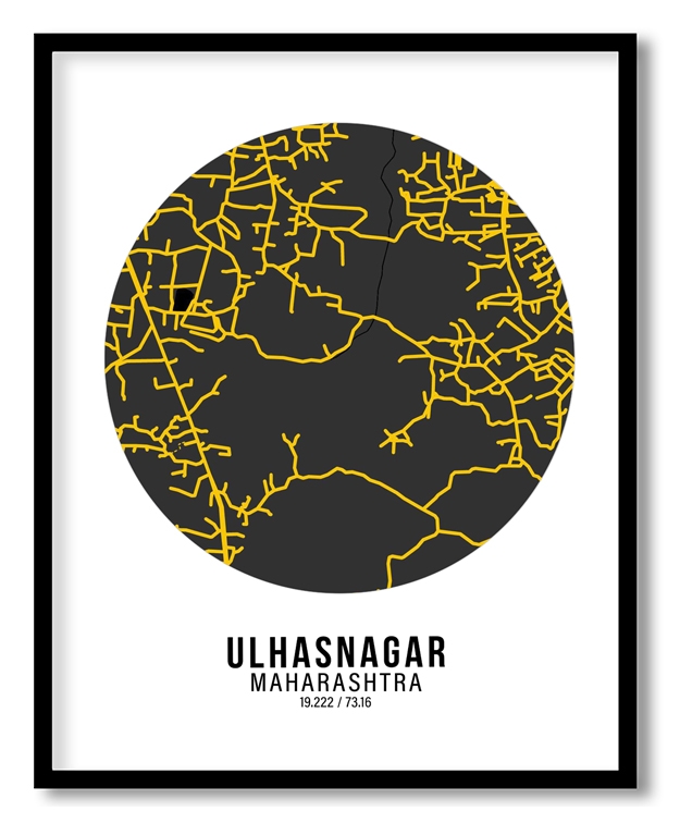 Circle poster yellow map of Ulhasnagar