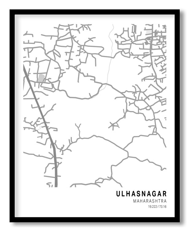 Pantone below white map of Ulhasnagar