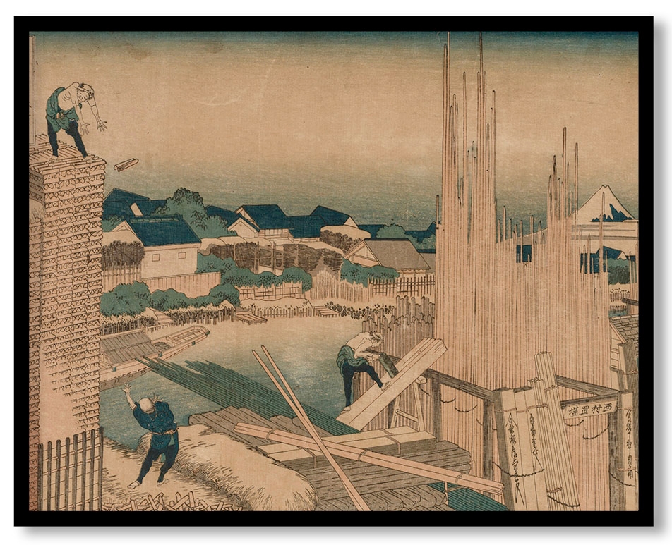 Lumber Yard by Katsushika Hokusai (1760-1849)