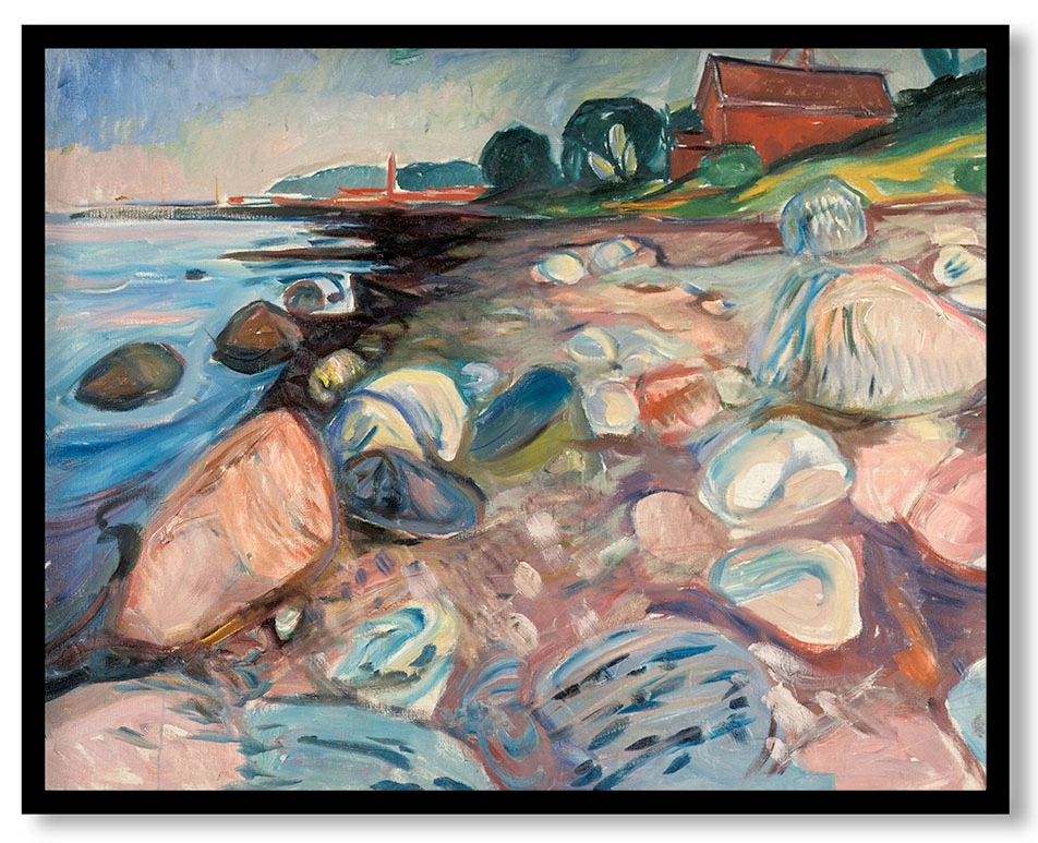 Shore with Red House by Edvard Munch (1904)
