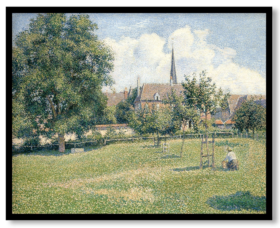 The House of the Deaf Woman and the Belfry at Eragny (La Maison de la Sourde et Le Clocher d'Eragny) by Camille  Pissarro (1886)