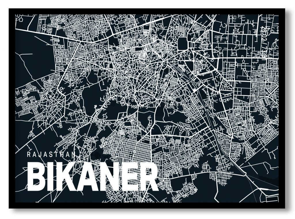 Blue poster map of bikaner