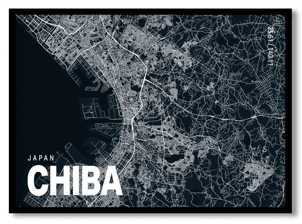 Blue poster map of chiba