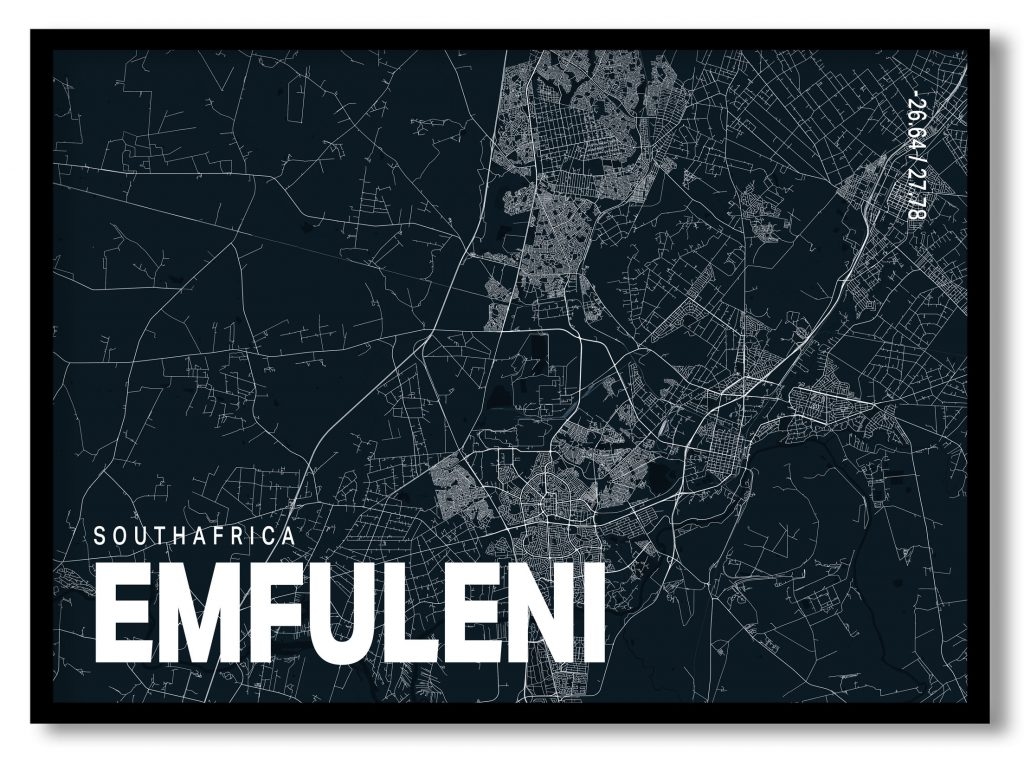 Blue poster map of emfuleni