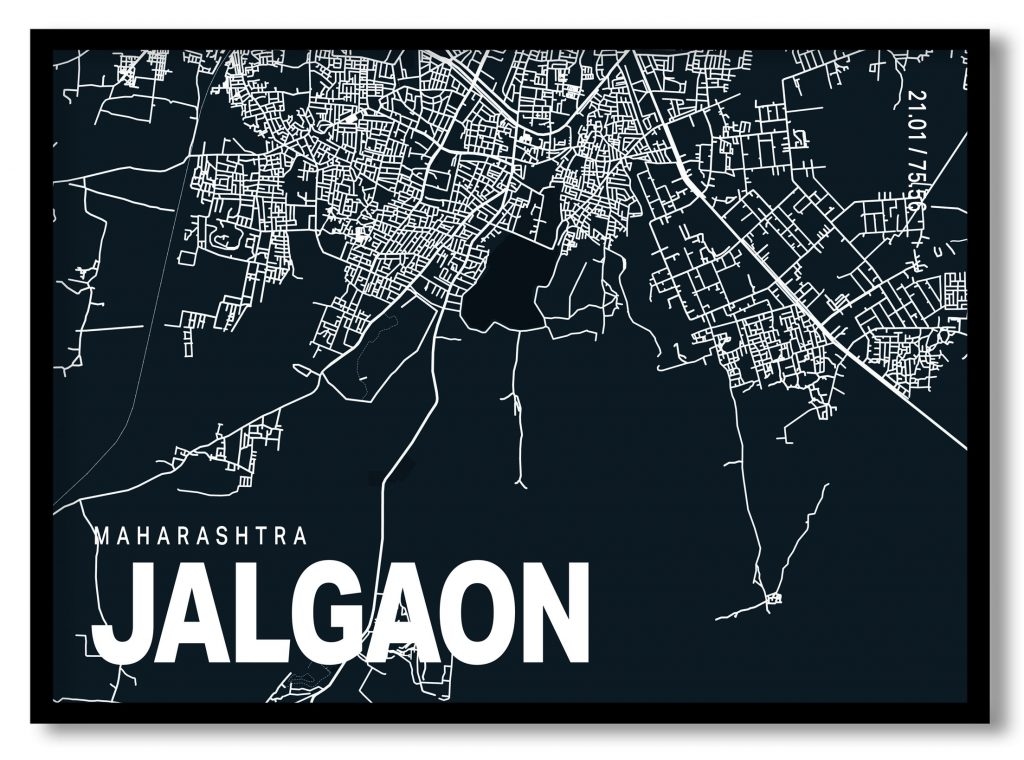 Blue poster map of jalgaon